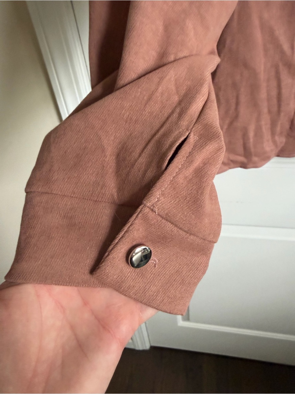 Dusty Rose Button-Front Shacket - Picture 3 of 5